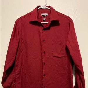 Mens Dress Shirt Dark Red